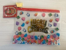 Lucky Charms Clear Plastic Zipper Pouch~Accessories, Pens/Pencils, Makeup NEW