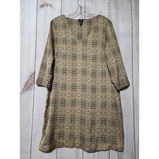 MNG by Mango Women's Size 10 XL Leopard Print Shift Dress 3/4 Sleeve V-Neck