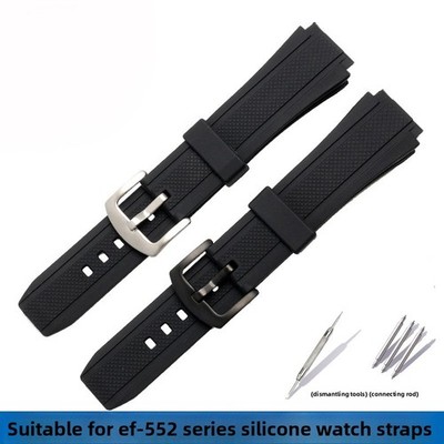 For Casio Edifice EF-552D/PB Quality Waterproof Rubber Watch Band Strap 25x20mm