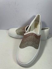 NEW Keds White Canvas Double Decker Glitter Wave Slip On Sneakers Size 8 WF65932
