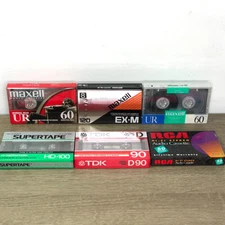 Vintage Blank Audio Cassette Tapes Lot 6 Maxell UR EX-M TDK D90 Supertape HD RCA
