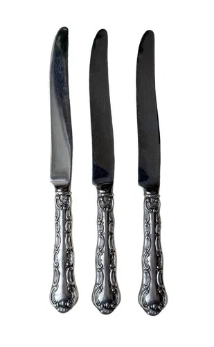 Gorham Sterling Silver Handle Dinner Knives – Beaded Edge – Set of 3