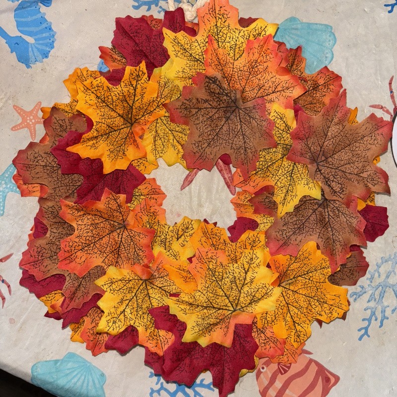 Crafted Small Mini Leaf Wreath Made For Fall