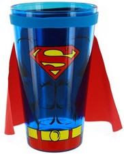 Pint Glass - DC Comic Superman Caped Uniform w/Lids 16oz Cup Mug BEW