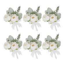 6x Wedding Boutonniere Rose Corsages Romantic Elegant Bride Bridegroom
