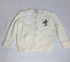 Polo Ralph Lauren Polo Bear Ivory Cable-Knit Cotton Button Cardigan Sweater 12M