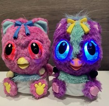 2 Hatchimals Pink  Purple Hatched Babies Light Up Eyes, Talking, Rocks 6  Tall