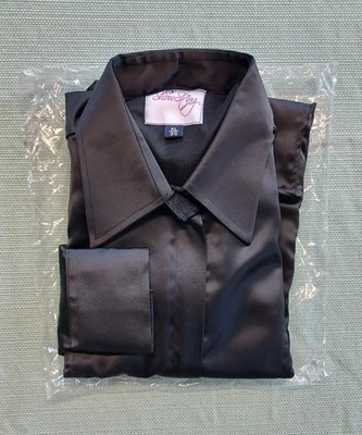 Western Horse Show Shirt Show String Black Satin Women's XL/36 Conceal Zip - Photo 1/4
