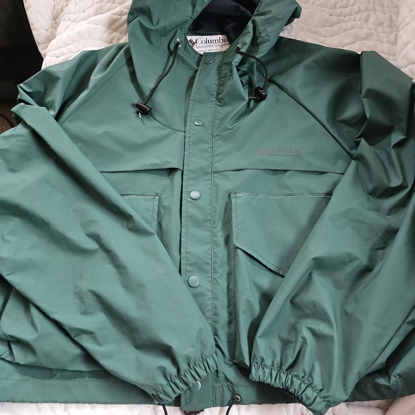 Vintage Columbia Men's Fly Fishing Wading Green PVC Hooded Jacket Size L
Opens in a new window or ta