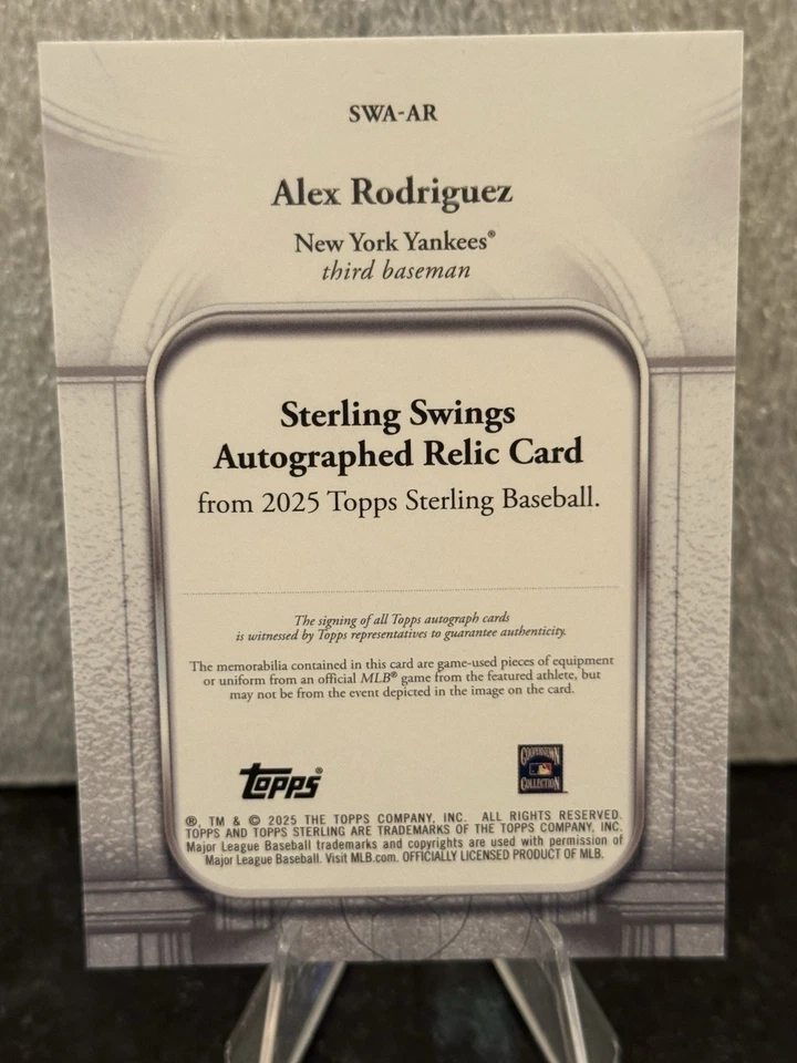 2025 Topps Sterling- Sterling Swings Autograph Relic Alex Rodriguez /25 Yankees - Image 3 of 3
