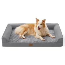 Orthopedic Dog Beds for Large Sized Dog, XL Bolster Pet Couch 44x32x7 inch Grey