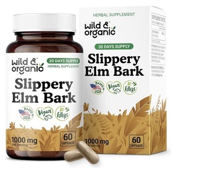 Slippery Elm Bark - Traditional Support to Soothe GI Tract - 60 Vegan Capsules.