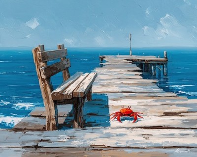 Leonid Afremov PIERS END Oil Painting 20''x16'' by Official Studio GICLEE