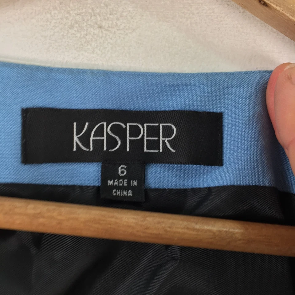 Kasper Mujer Camiseta Sin Mangas Talla 6 Negro Azul Sin Mangas Cuello Cuadrado Lino 116689 Foto 4 de 4