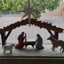 nativity set carved wood