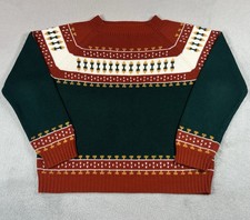 Vintage JC Penney Sweater Mens Large Green Nordic Fair Isle Knit 70s Pullover