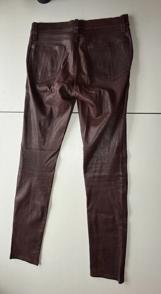 Rag & Bone Women’s 100% Lamb Leather Skinny Pants 26 Burgundy - Image 3 of 4
