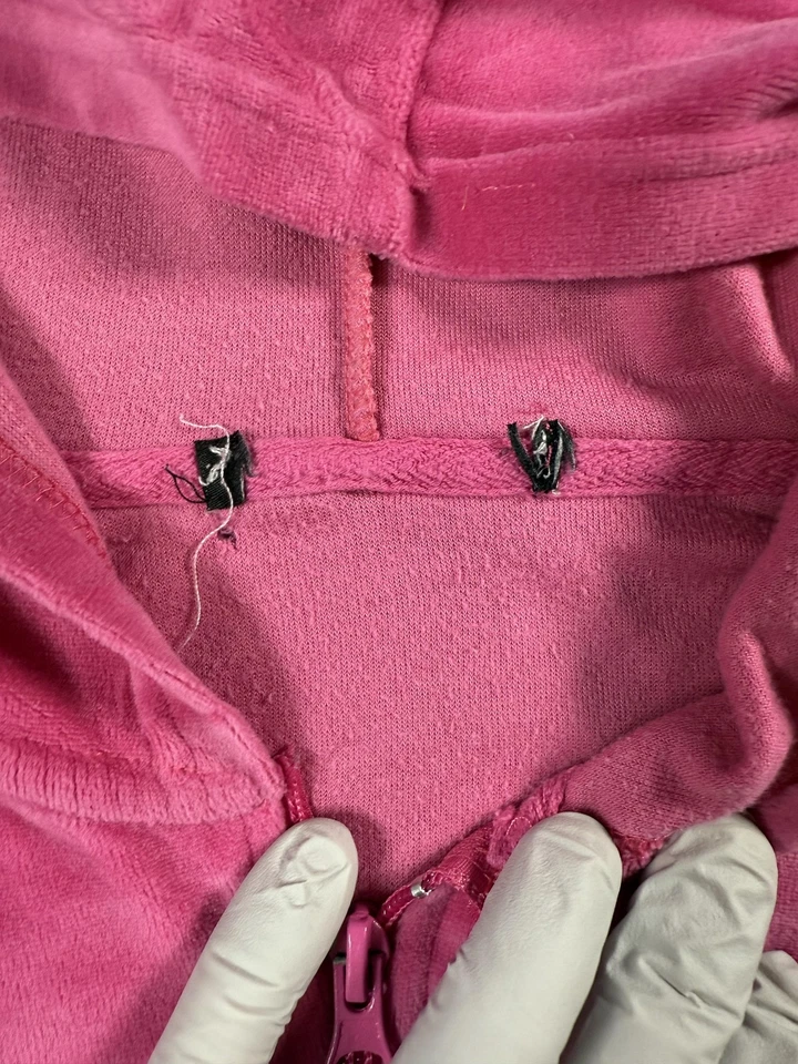 Victoria's Secret PINK Hoodie Womens Large Pink Velour Full Zip Dog 86 - Image 4 of 4