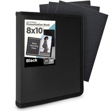 8x10 Photo Album Binder, 24 Clear Sleeves for 48 Pages, Modern Presentation Book