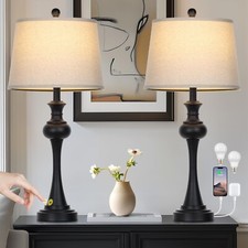 28.75" 3-Way Touch Control Modern Table Lamp Set of 2 for Living Room, Bedsid...