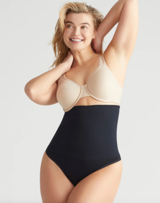 YUMMIE Women's Seamless Solutions High Waist Shaping Thong Size L/XL -Black NWOT
