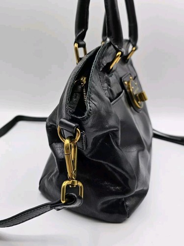 Elliott Lucca Faro Black Leather Satchel Shoulder Crossbody Bag - Picture 3 of 10