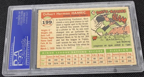 1955 Topps Baseball #199 Bert Hamric Brooklyn Dodgers PSA 6 EX-MT - Bild 2 von 2