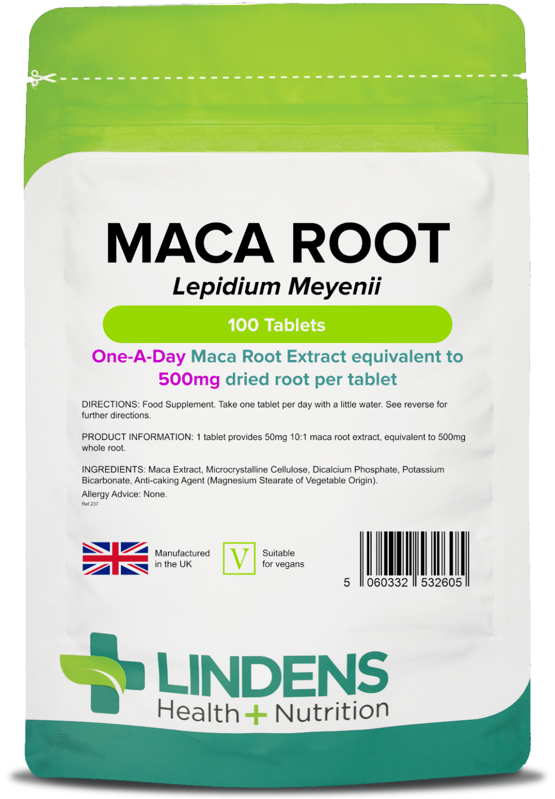 Lindens (1 Pack - 100 Tablets) Maca Root Extract 500Mg 100 Tablets Lepidium Meyenii Natural Supplement - Image 2