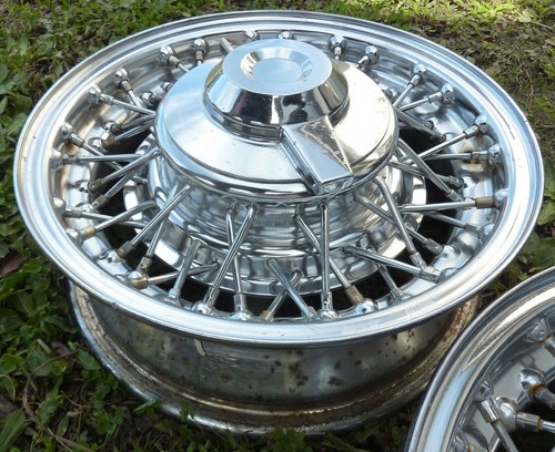 1950 50 51 52 53 54 55 56 Chrysler Ghia Special Show Wire Rims Pair Wheel OEM - Picture 4 of 12