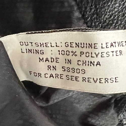 Vintage Men's Black Leather Bomber Jacket XL Oversized Unisex Grunge Streetwear - Imagen 14 de 14