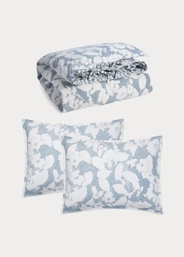 Lauren Ralph Lauren Willa Chambray & Cream Cotton King Duvet Set NWT $385 - Picture 2 of 6