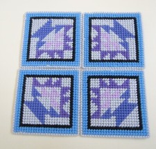 Quilt Block Basket Design Coasters. Set of 4 Drink Coasters. Gift for Quilters
