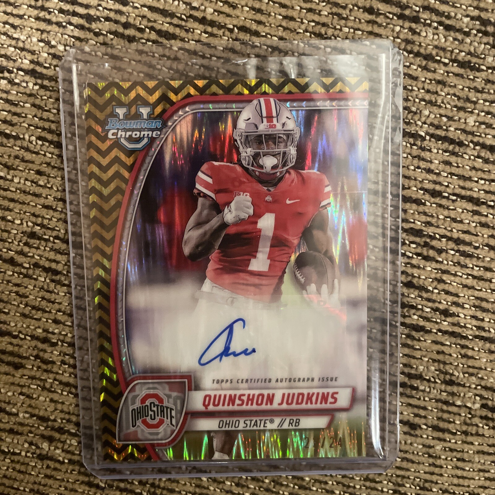 2024 BOWMAN UNIVERSITY CHROME QUINSHON JUDKINS GOLD BLACK STEALTH AUTO 23/24 AL2