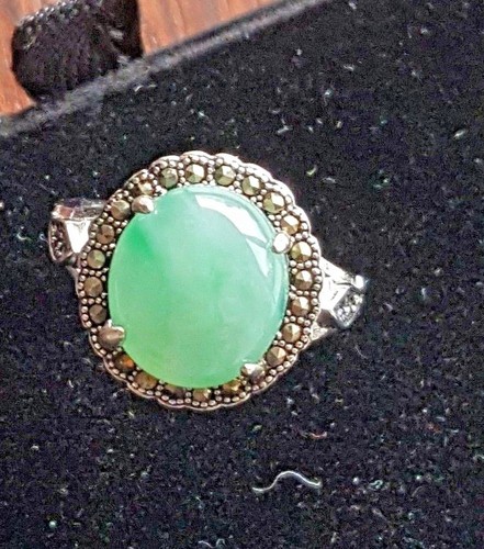 Genuine Light Green 5.75ct Jadeite Jade (Type A) 925 Silver Ring SIZE Adjustable - Picture 11 of 12