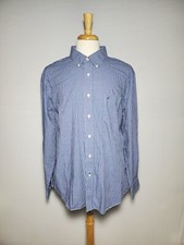 Nautica Slim Fit Wrinkle Resistant Blue Check Paid Long Sleeve Shirt Men's XXL.