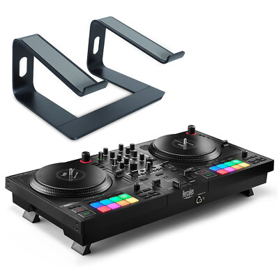 Hercules DJControl Inpulse T-7 2-Deck DJ-Controller + Laptopständer Schwarz