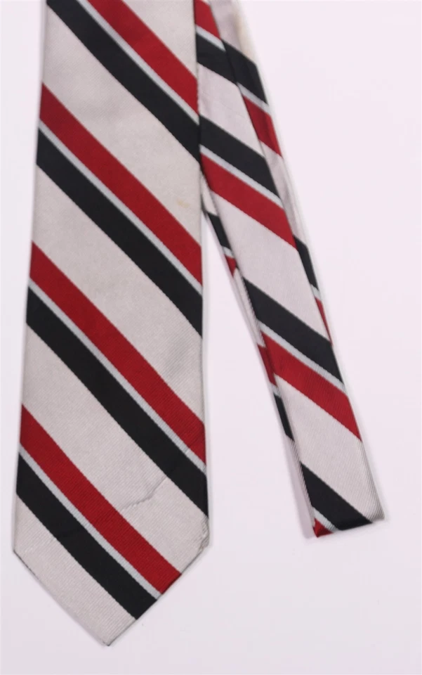 J. 压银黑色红色条纹丝绸斜纹领带剑桥老 Tonbridge — 第 3/4 张图片