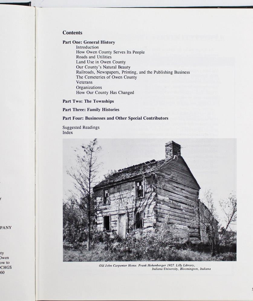 Owen County Indiana a History 1994 Nice Large Format Hardcover