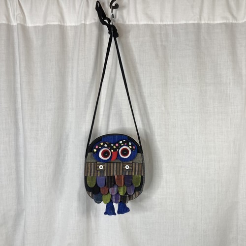 Owl Crossbody Bag Decorative 3D Patchwork Fabric Purse Boho Festival Small Strap - Picture 2 of 10