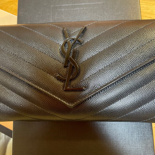 【新品，未使用】SAINT LAURENT *wallet* <No.1306> Auth Saint Laurent Fold Purse #1306 Long Wallet Monogram Black