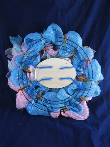 Criss Cross Poof Deco Mesh Mermaid Ribbon Wreath - Picture 7 of 9