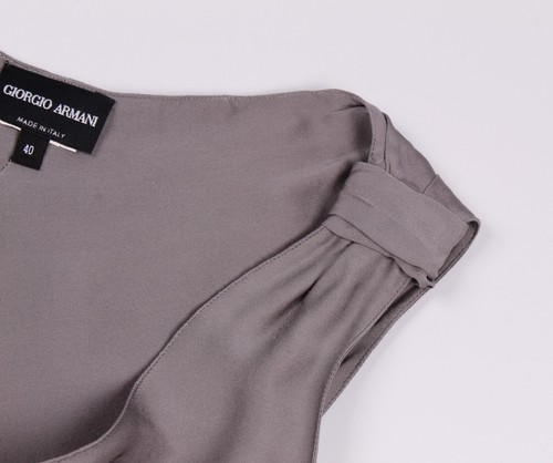 Vintage 90's Giorgio Armani Silk Silver Top Blouse Size 40 - Picture 6 of 9
