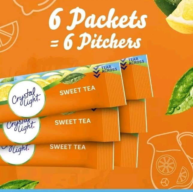 4 Pack Crystal Light Sweet Tea Sugar-Free Drink Mix Pitcher Packets 48 ...