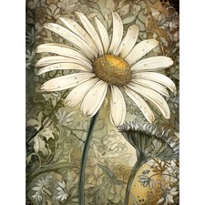 Pastel Watercolour Daisy Flower Bloom Illustration Wall Art Canvas Print 18X24