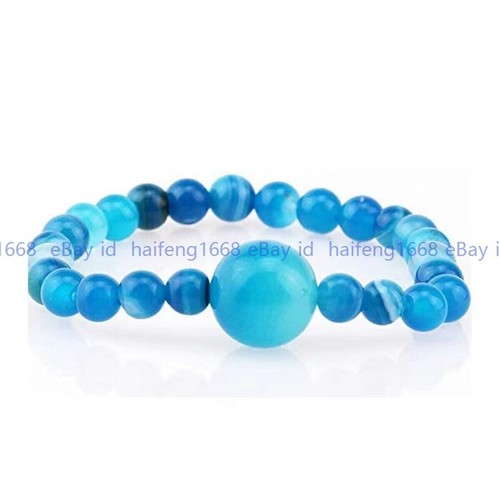 Mode 6mm+14mm Natürlich Mehrfarbig Edelstein Rund Perlen Elastisch Armband 19cm - Bild 10 von 21