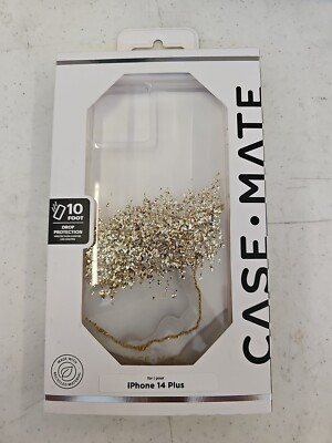 Genuine Case-Mate Apple iPhone 14 Plus Case - Clear/Gold Karat Marble NEW