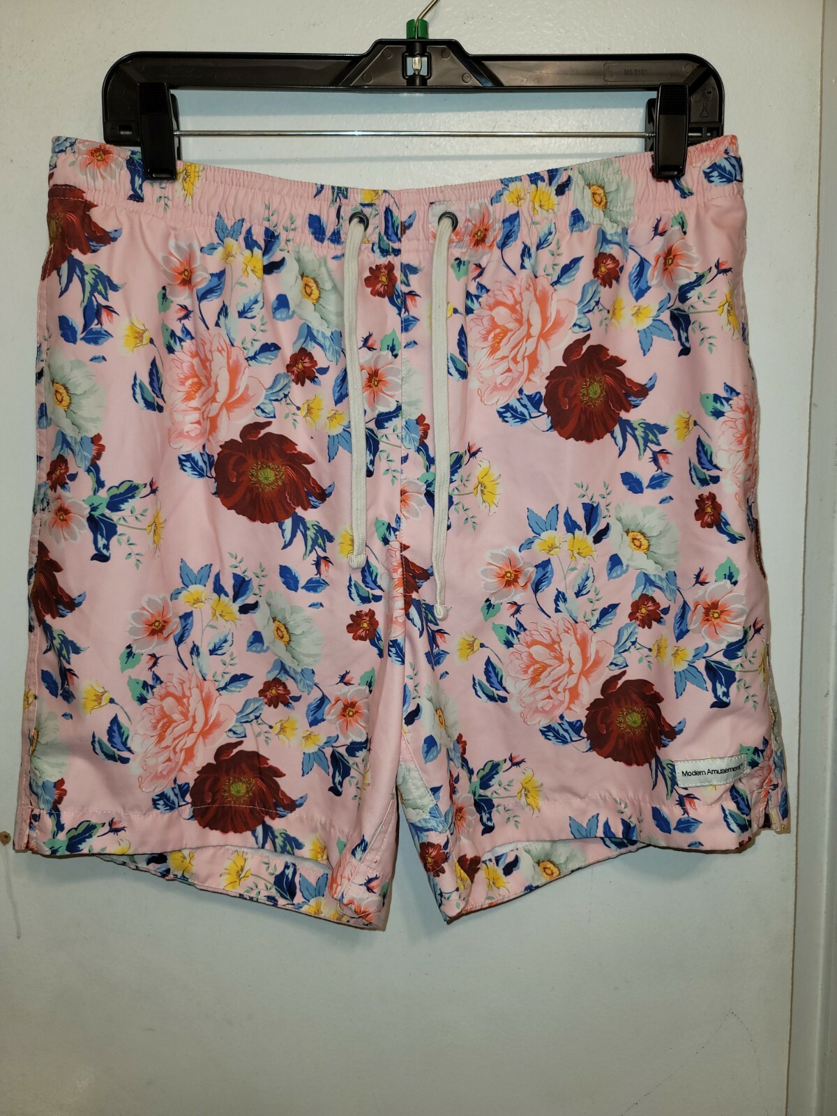 Modern Amusement Mens Board Shorts Medium pink floral… - Gem
