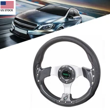 13" Pane Universal Battle 320MM PVC 6 Hole Steering Wheel with Horn Button US