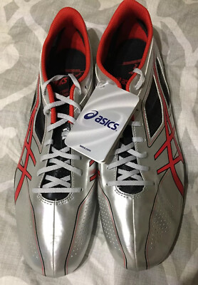 SZ 13 Asics Sonicsprint Men's Track Field Running Shoes G403Y Size 13 Silver Red