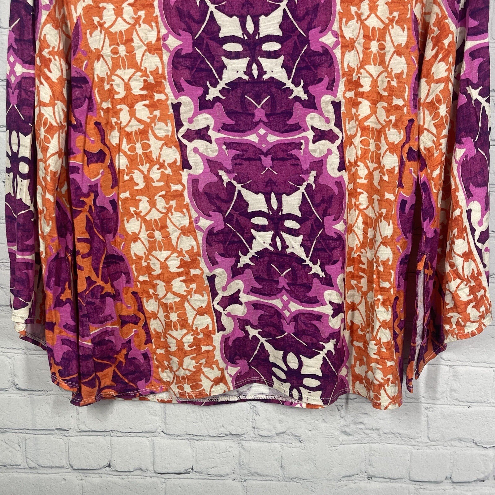 Chicos Blouse Size 0 US Small Patchwork Boho Abst… - image 13